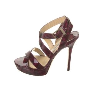 Jimmy  Choo Reddish Patterned Patent Leather Sz 37.5EU